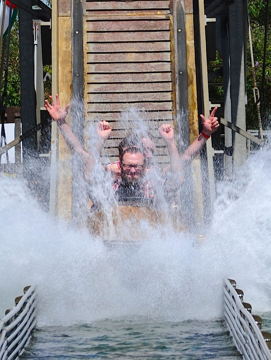 log flume ride at the end drop