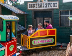 Family Enjoying the Western Mine Train Ride at Flambards
