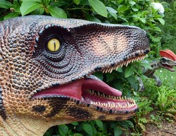 Raptor dinosaur at Flambards Jurassic Journey
